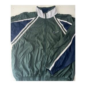 Vintage Nike Athletic Windbreaker 90's Jacket Large Swoosh Blue Green Men's